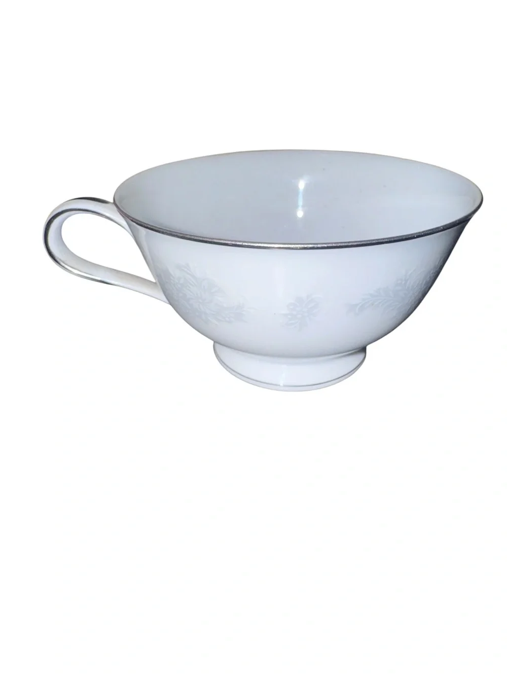 Noritake Armand 3315 Footed Teacups Set of 2 Platinum Trim Japan